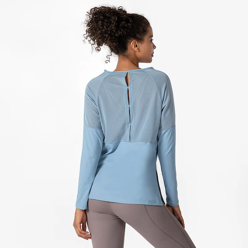 Antibom Women Sports Top Long Sleeve Loose Soft Hollow Out Fitness Yoga T-Shirt Breathable Running Quick-Dry Workout Gym Clothes