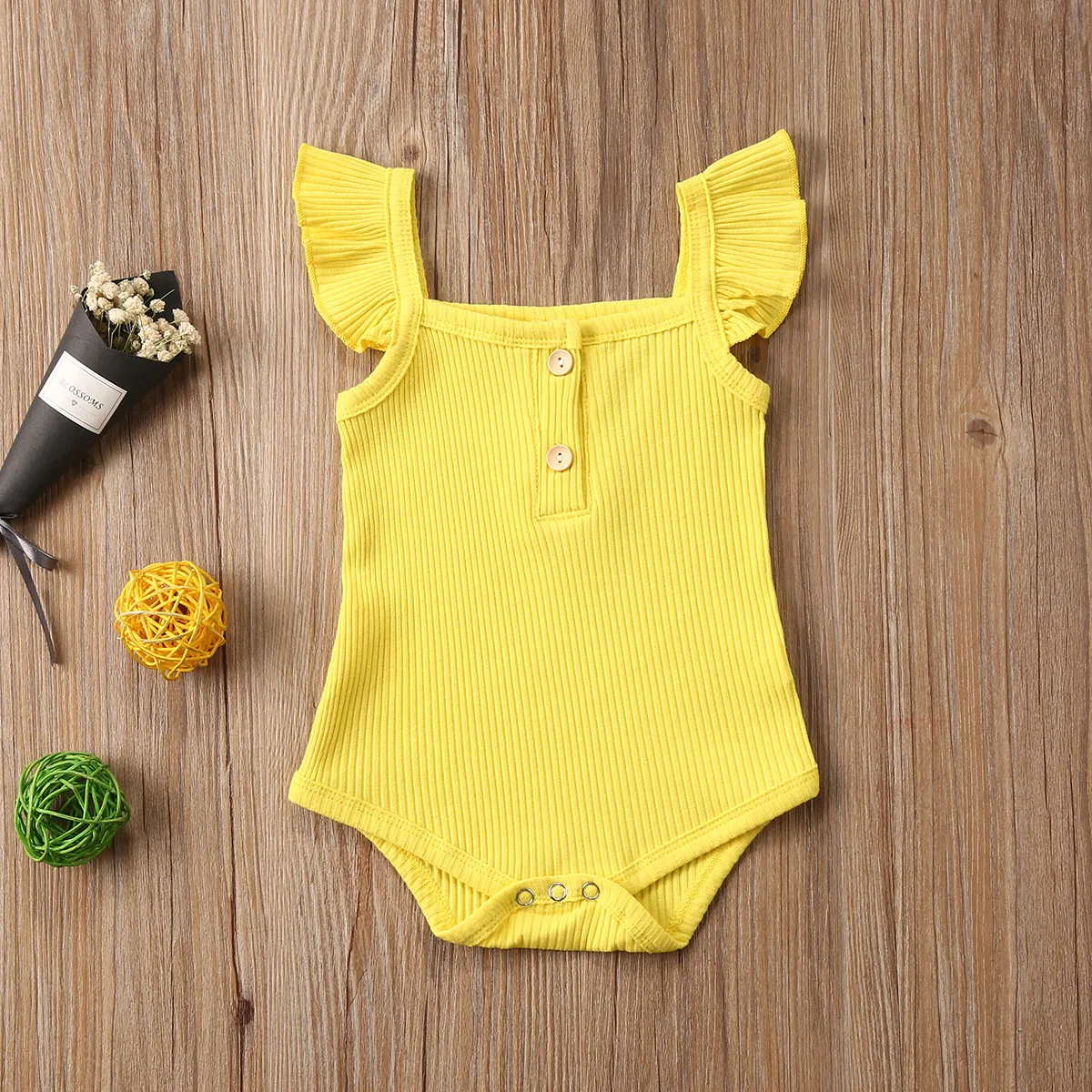 

Solid Plain Bodysuit Newborn Infant Baby Girl Ribbed Solid Ruffled Bodysuits Toddler Girls Casual Outfits Clothes 0-18M