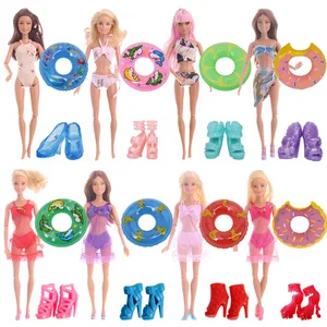 1 комплект, купальники для кукол, аксессуары = 1 купальник для куклы, купальник + 1 пара сандалий + 1 спасательный круг для плавания, игрушки для девочек