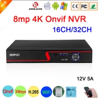 12v 5a red panel hi3536c xmeye max 8tb audio h 265 8mp 4k 32ch 32 channel surveillance video recorder onvif wifi cctv dvr nvr