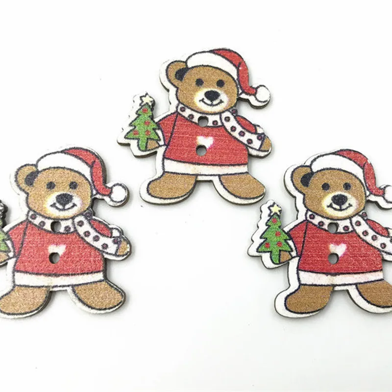 DIY 80 шт рождественские украшения Медведь деревянные кнопки для шитья