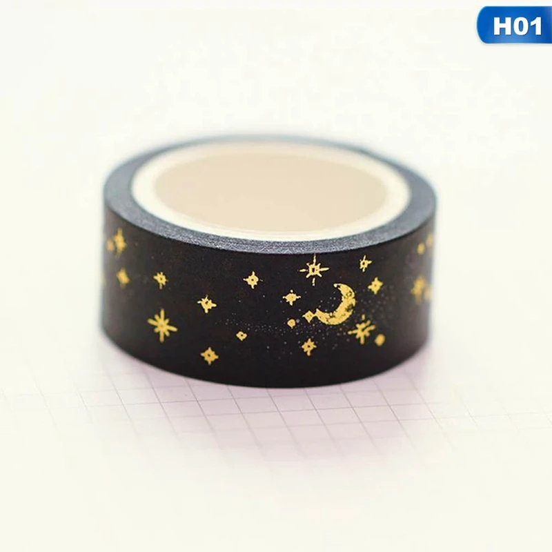 Черная луна звезды Васи бумага для маскировки ленты золото серебро декоративная