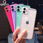 Блестящий неоновый Прозрачный чехол для iPhone 11 Pro Max XS SE 2 2020 XR X 6 6S 7 8 Plus, флуоресцентные мягкие силиконовые чехлы карамельных цветов