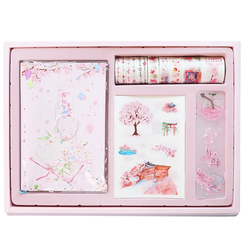 

2021 A5 cherry blossom notebook set cute girl diary plan organize gift schedule this set school office stationery free shipping