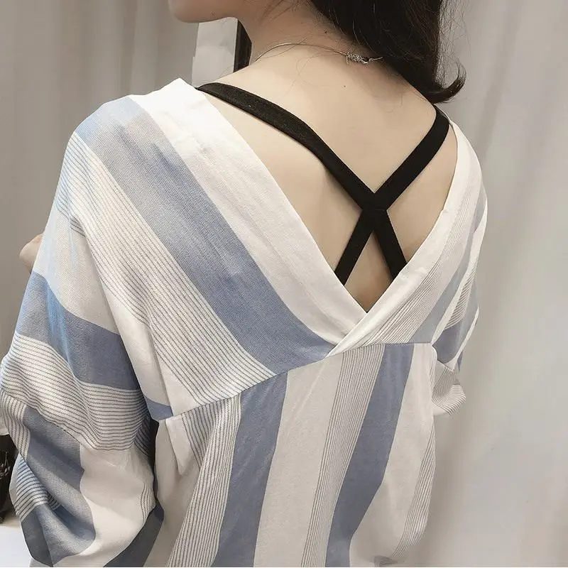 

Women Long Sleeve Womens Tops and Blouses Fashion Striped Print Woman Blouses Tops Rk