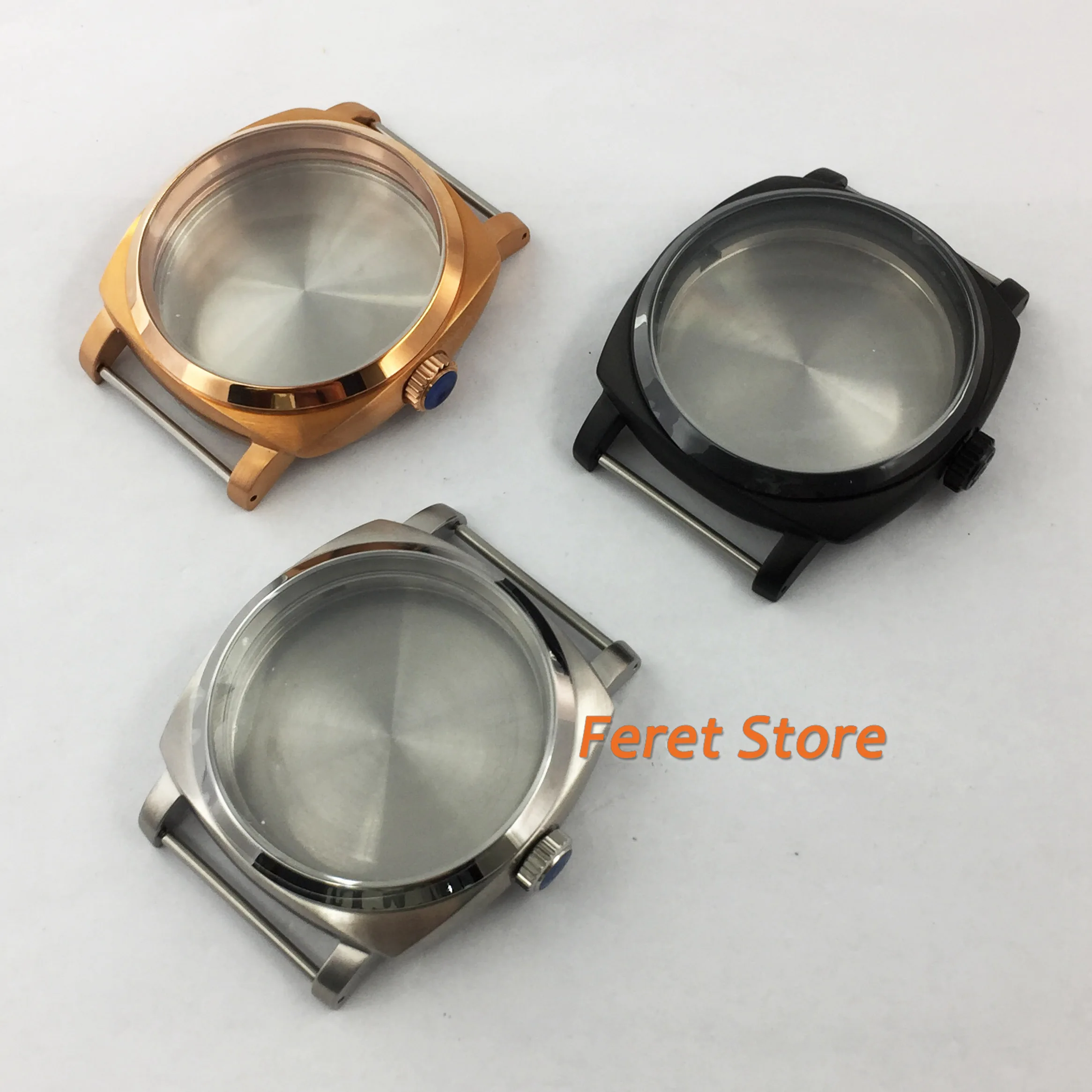 Case para Eta Chapeamento de Cobre Assista Seagull St36 Movimento Prata – Preto Pvd Aço Inoxidável Case 47mm 6497 6498
