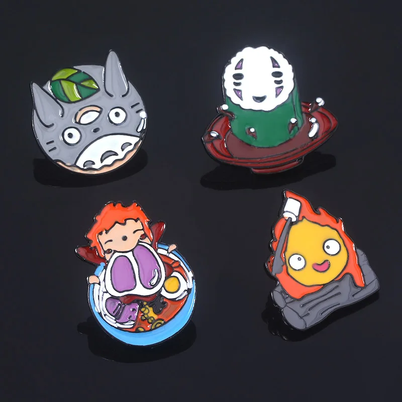 Броши с рисунком аниме Унесенные призраками Тоторо броши эмалью без лица мужской
