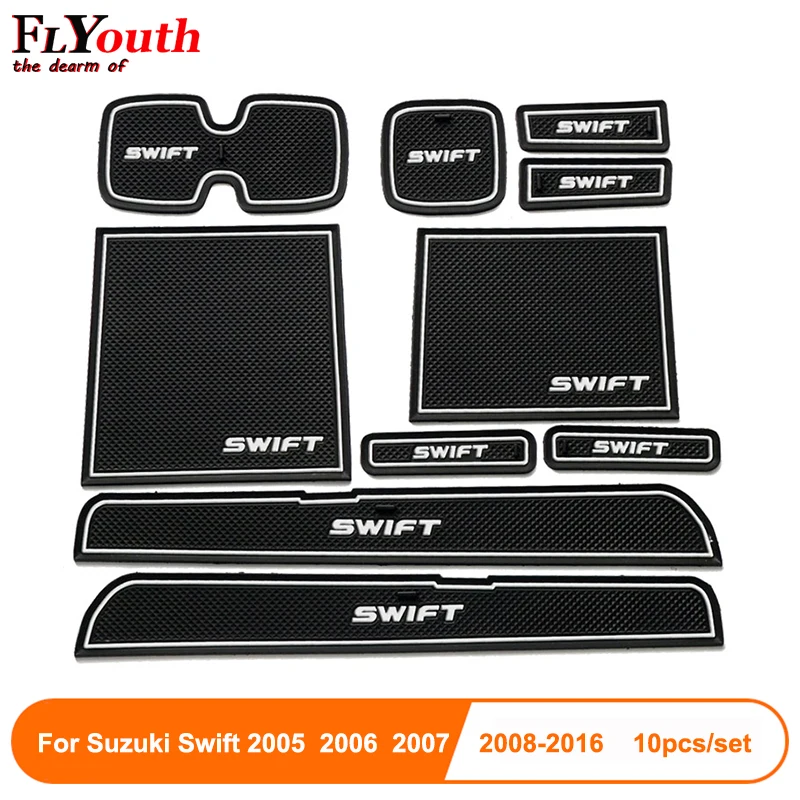 

Newest Fit For Suzuki Swift 2005 To 2016 Anti-Slip Car Door Groove Mat Latex Non-Slip Mats Interior Cup Pad Car Styling 10pcs