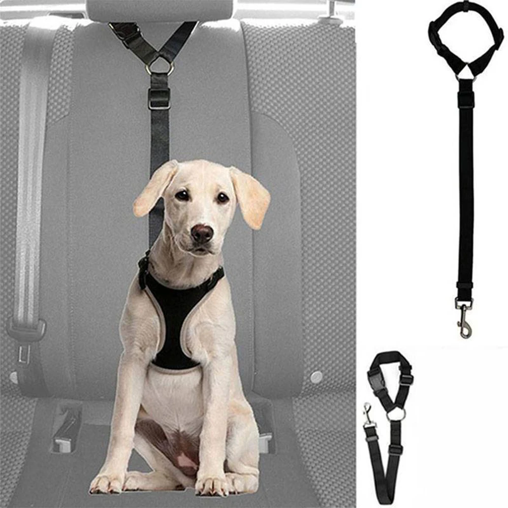 Поводок для домашних животных собак кошек автомобилей черный ремень