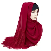 premuim chiffon lace scarf muslim fashion hijab shawl turban long pashmina wrap islam headwear malaysia headscarf femme bufandas