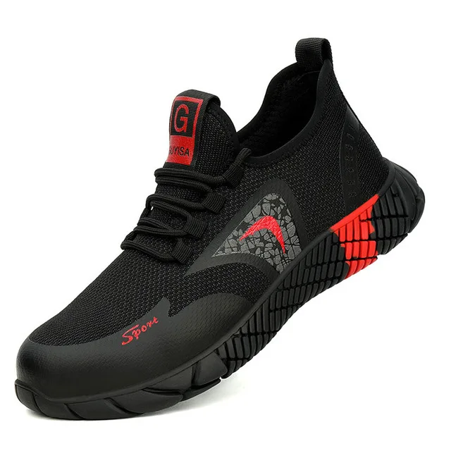 

2021 New Breathable Men Safety Shoes Steel Toe Non-Slip Work Boots Indestructible Shoes Puncture-Proof Work Sneakers Men