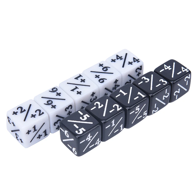 

10 Pieces Dice Counters 5 Positive +1/+1 & 5 Negative -1/-1 For Magic The Gathering Table Game Funny Dic Wholesale