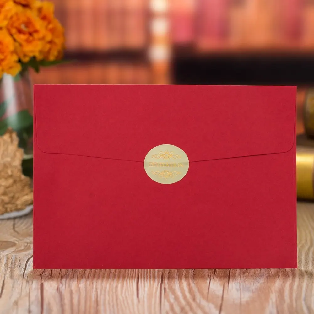 Wishmade 1 шт. красные свадебные пригласительные открытки с золотой фольгой в стиле