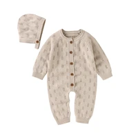 100 cotton baby rompers newborn toddler knitted long sleeve outfits clothes infant jumpsuit onesies overalls with warm hat