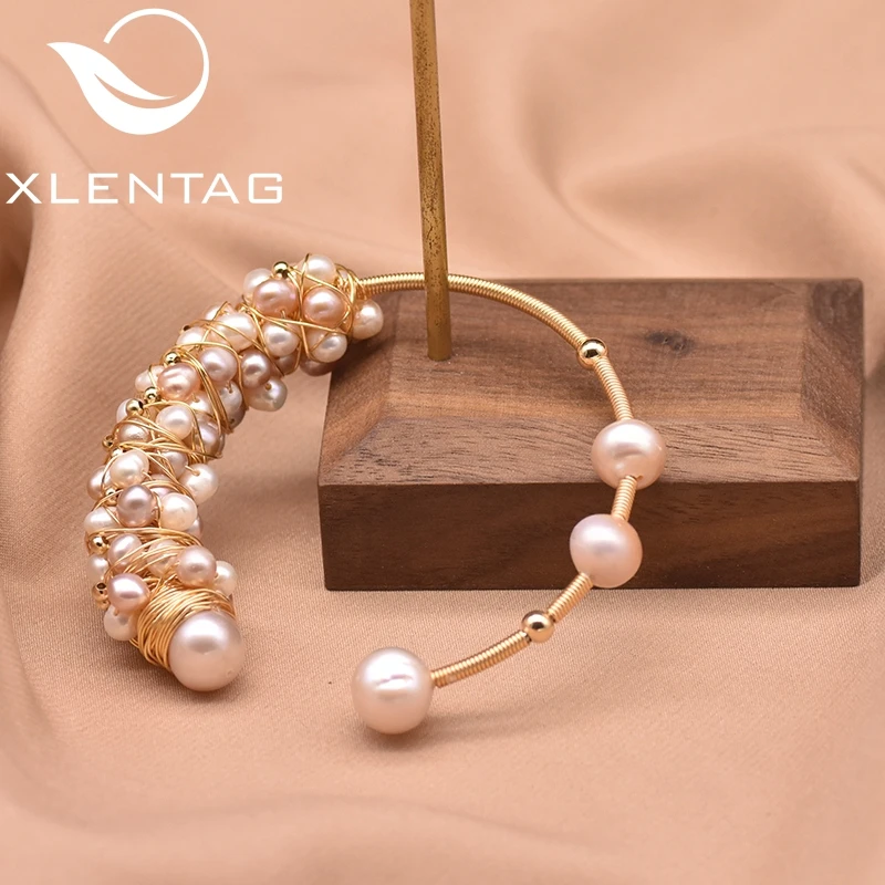 XlentAg оригинальный открытый браслет ручной работы из натурального пресноводного