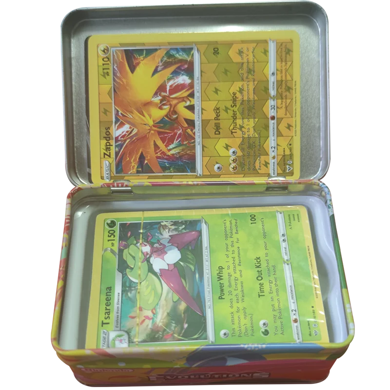 TAKARA TOMY-set de 42 cartas de Pok&eacute;mon para ni&ntilde;os, caja de hierro, juegos de batalla, Hobby, coleccionable, colecci&oacute;n de cartas de Anime-5