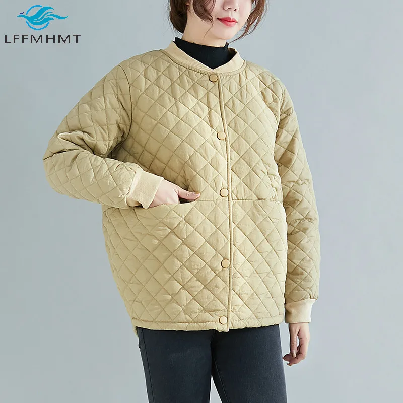 

Women Winter Short Version Cotton Padded Coat Female Large Size Loose Thick Baseball Jackets Office Lady Solid Color Casual Tops