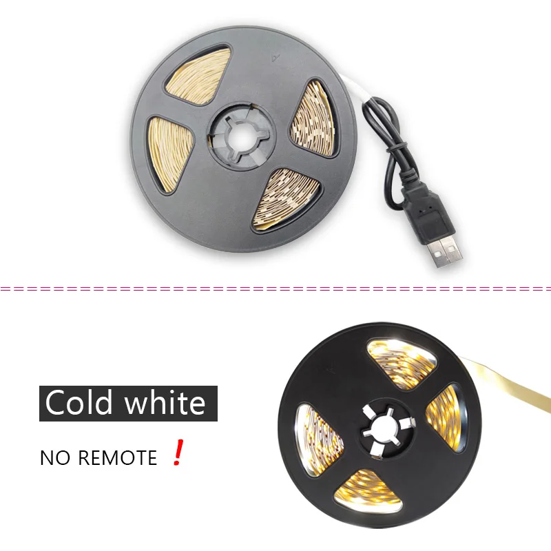 White no remote USB Светодиодные ленты 5050 RGB съемный светодиодный ТВ фонового освещения 50 см 1 м 2 м 3 м 4 м 5 M DIY Гибкие светодиодный свет - Испускаемый цвет: White no remote