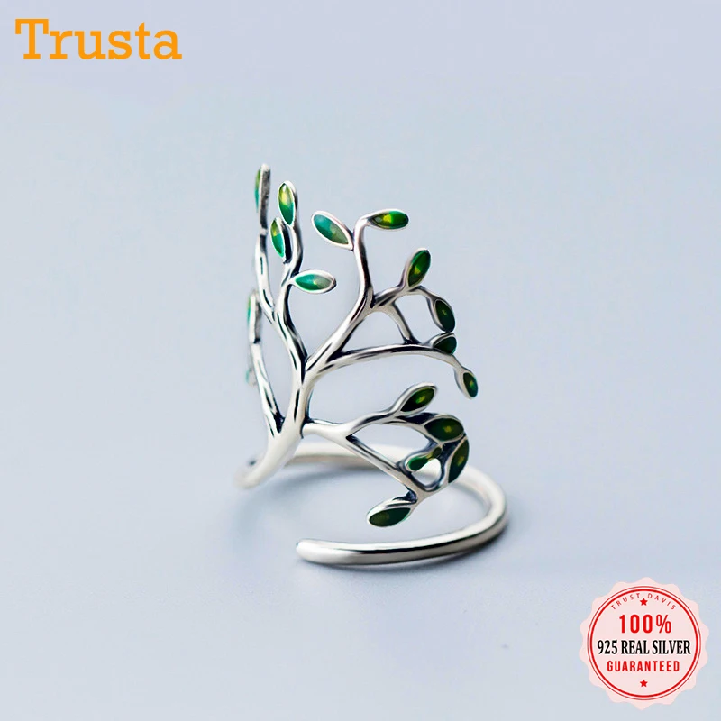 Trustdavis 100% 925 пробы серебряные ювелирные изделия капля глазурные листья Открытые