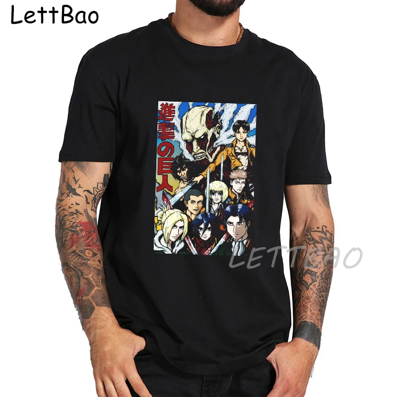 

Футболка Мужская/Женская хлопковая с мультяшным принтом из японского аниме «атака на Титанов»