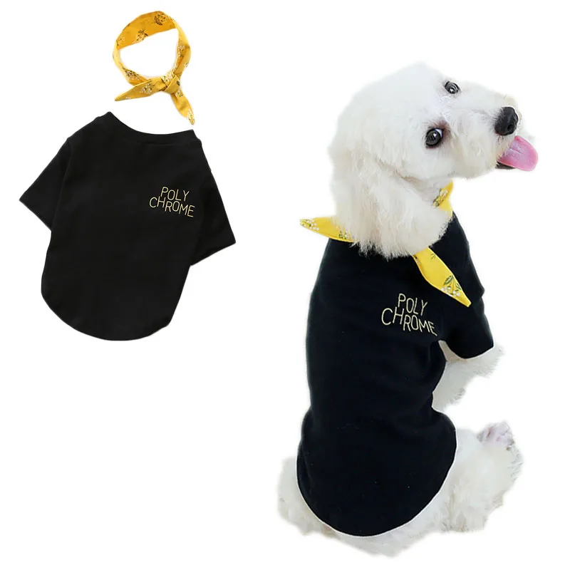 

Solid Pet Clothes Dog Hoodie With Floral Cotton O-neck Hoody Sweatshirts For Dog Coats Yellow Black Short Sleeve Shirt Outfit XL