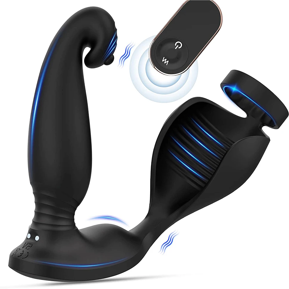 

9 Speeds Butt Plug Prostate Massager with Remote Testicle Stimulation P-spot Relaxation Treatments Pleasure Massage Instrument