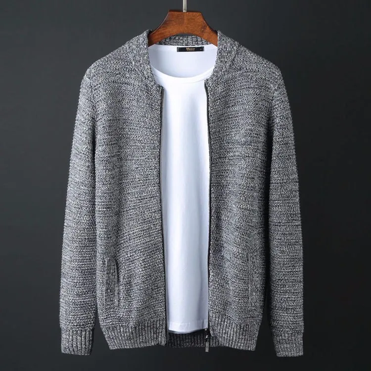 

TOP Plus size Autumn brand men's clothing 100% cotton loose sweater male cardigan stand collar men sweater male M-6XL