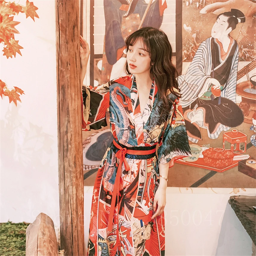 

Женское элегантное кимоно в японском стиле, весеннее праздничное вечернее платье в стиле ретро юката с принтом укиё-е, 2020