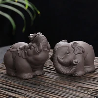 purple clay elephant ceramic animal figurines zisha tea pet wealth crafts household office tea accessories car decoration toy