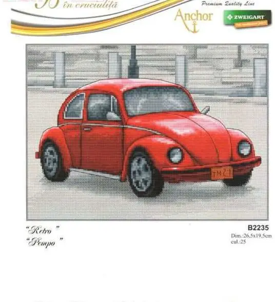 

100% Egypt cotton Top Quality Beautiful Lovely Counted Cross Stitch Kit Red Car Retro Vehicle