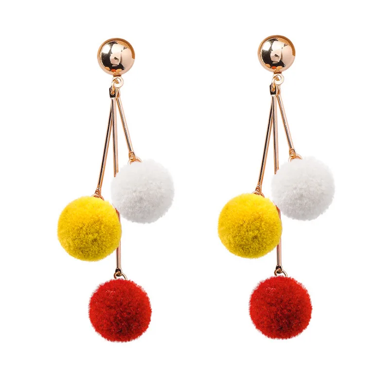 Южнокорейские осенние и зимние новые длинные шерстяные серьги женские модные