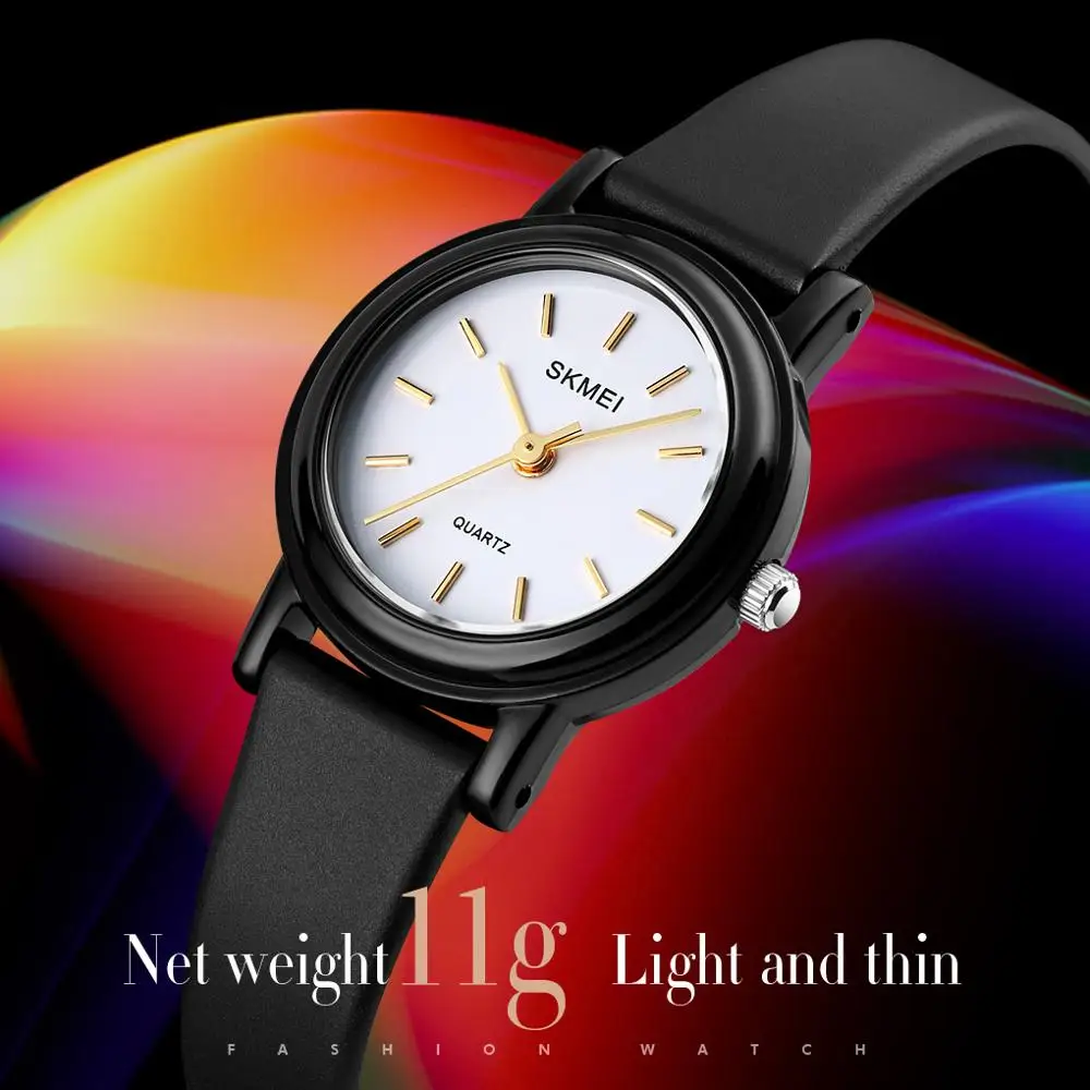 

Simple Style Women Quartz Watches SKMEI Casual Vintage PU Band Ladies Wristwatch Black Elegant Analog Quartz Clock Femme 1659