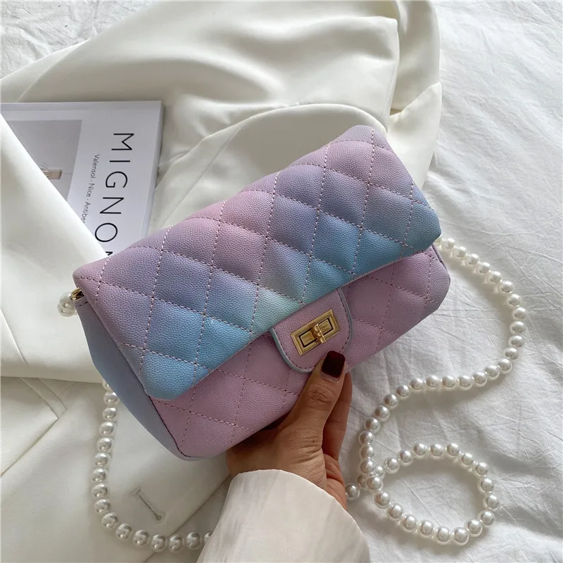 

Женская сумка через плечо, с цепочкой и жемчугом