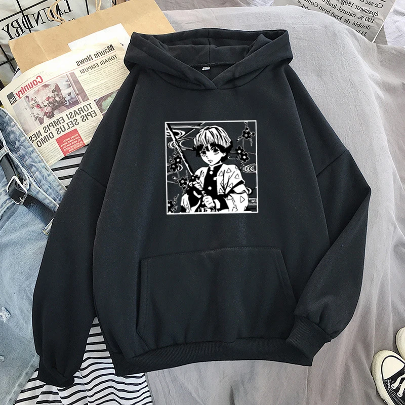 

Hot Anime Hoodie frauen Dämon Cartoon Slayer Langarm Casual Übergroßen Jacke Straße Harajuku Tops Kawaii Mode Pullover