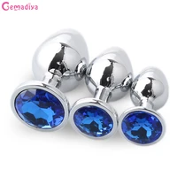 1pcsset stainless steel metal anal safe plug medical anal beads anus tube crystal waterproof adult products plug for women