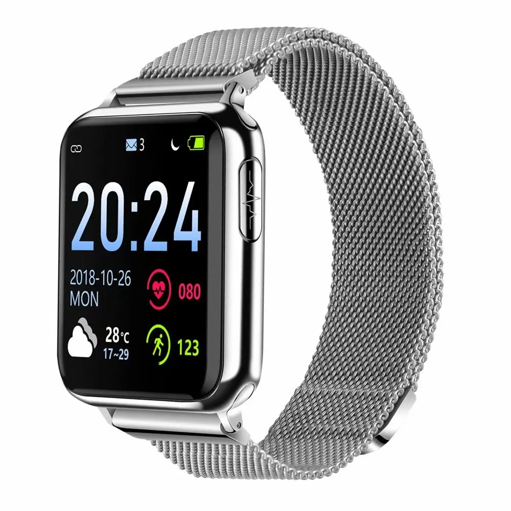 Silver Silver Stell ECG PPG SPO2 Smart Watch with Electrocardiograph ECG Display Heart Rate Blood Pressure Monitor Waterproof Smartwatch Men Women - Цвет: Silver Silver Stell