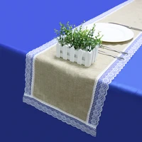 imitated linen lace table runner for wedding party event banquet home table decoration supply table cover tablecloth accessories