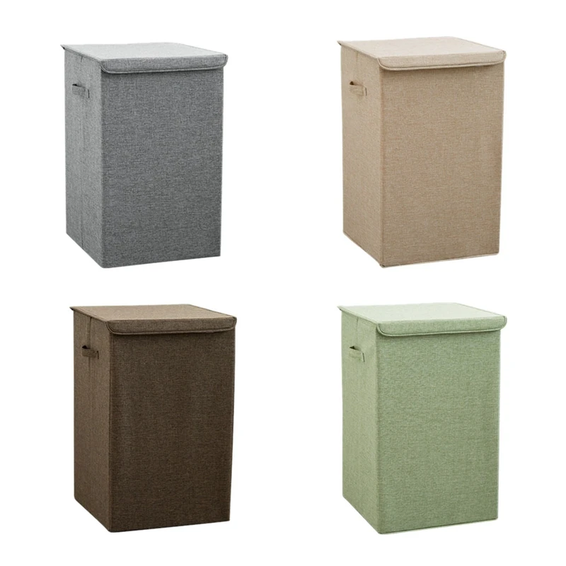 

Cotton Laundry Basket with Cover Bathroom Laundry Basket Large Kitchen Storage Basket Home Collapsible Waterproof Laundry Hamper