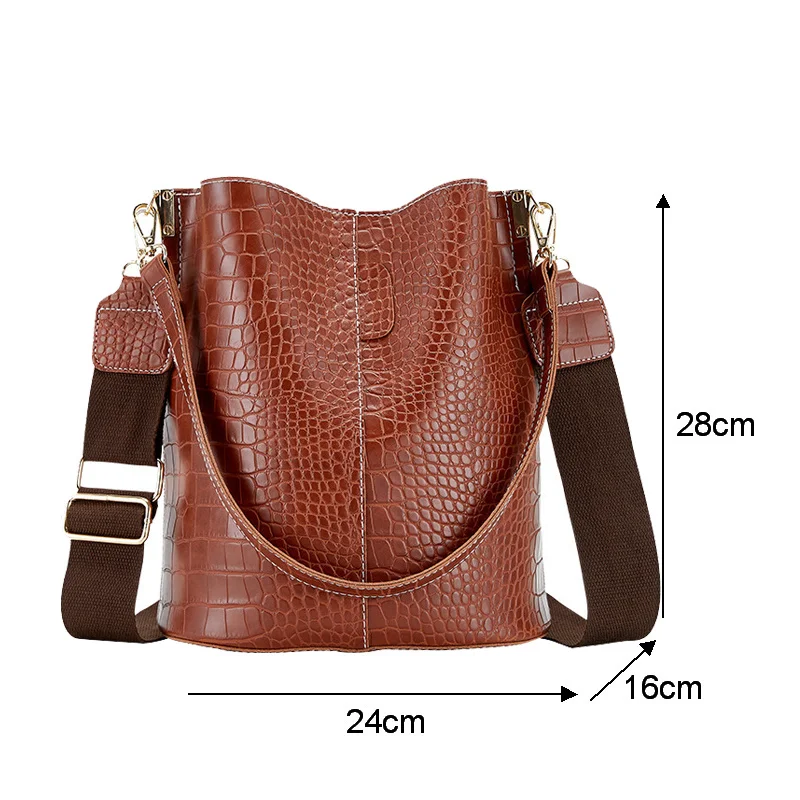 

Retro Crocodile Crossbody Bag For Women Shoulder Bag Brand Designer Women Bags Luxury PU Leather Bag Bucket Bag Handbag