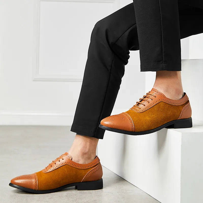 Мужские туфли броги с перфорацией Классические Кожаные Туфли оксфорды на