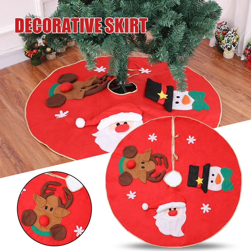 

Newly Non-woven Fabric Christmas Tree Skirt with Santa Claus Snowflake Pattern Christmas Tree Bottom Decor Party Supply