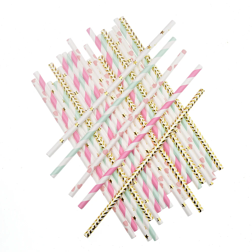 25 шт. бумажные соломинки для первого дня рождения мальчиков трубочки питья на