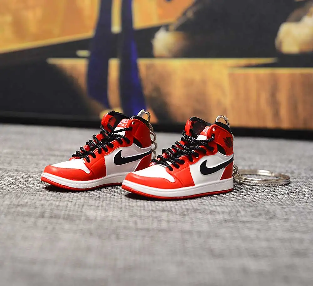 a pair w metal ring Дропшиппинг тапки обуви брелок 1 3D мини-кроссовки "OW CHICAGO" Спортивная обувь тапки брелки - Цвет: a pair w metal ring