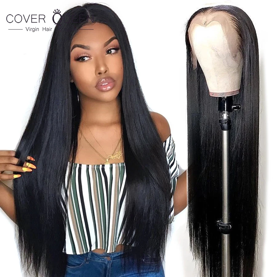 

Парик QUEEN бразильский из натуральных волос, накладка спереди на сетке, 13x 4, прямые волосы, 26 28 30 32 дюйма, предварительно выщипанный