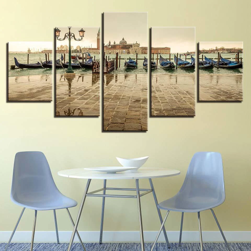 Barco, paisaje costero, arte de pared de diamantes moderno, 5 piezas, diy, pinturas de diamantes, rompecabezas completo, mosaico bordado de diamantes WW290-0