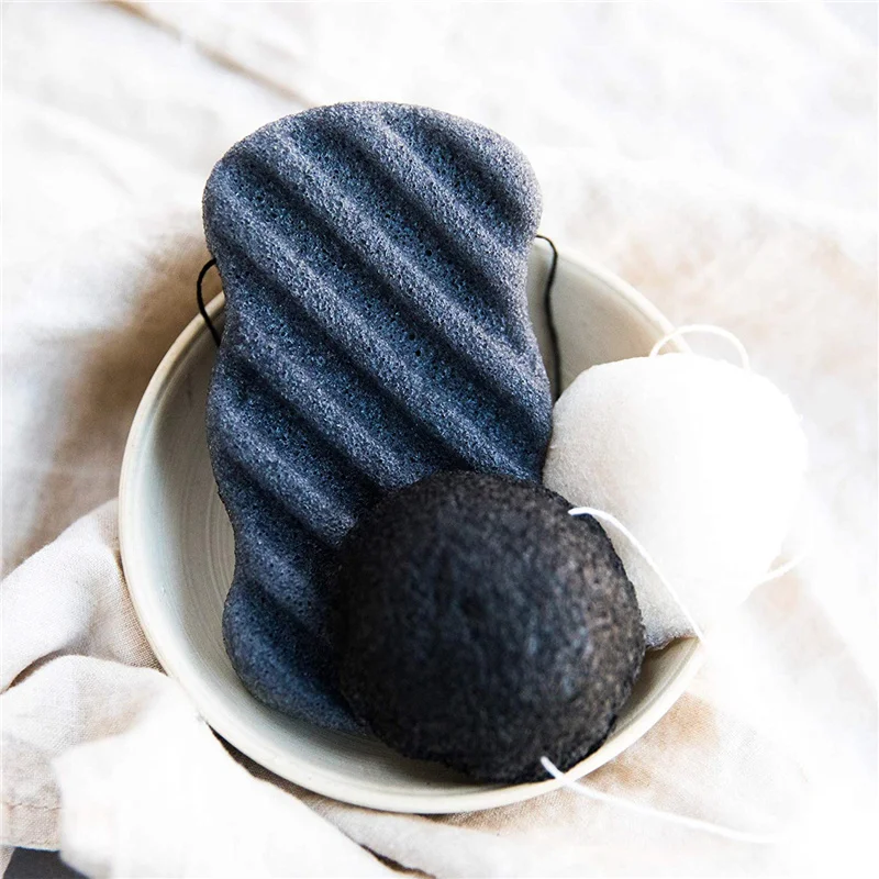 

Natural Facial Sponges Gentle Cleansing Face Exfoliating Loofah Bamboo Activated Carbon Puff Konjac Sponge body wash bath sponge