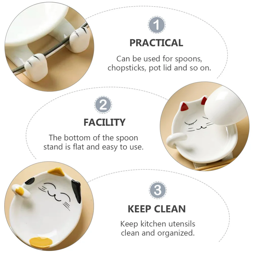 

2Pcs Table Pot Cover Rack Kitchen Cartoon Chopsticks Stand Shelf Spoon Rack