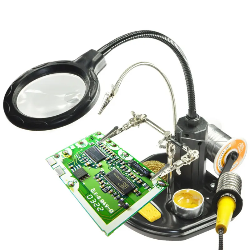 Помощь руки с лупой LED лупа лампа сварочный свет пайка стенд складной безрукавный зажим.