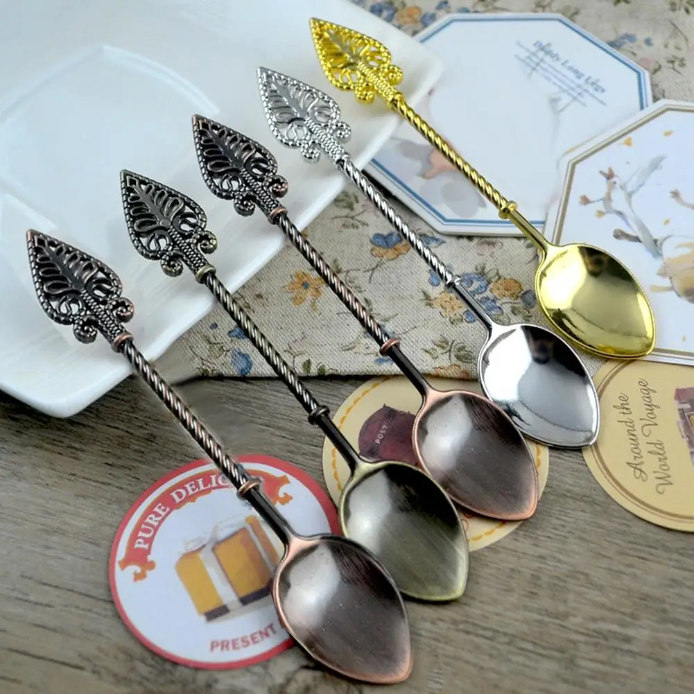 Чайная ложка для смешивания кофе металлическая винтажная зернистая мороженого