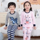 Хлопковая одежда с длинным рукавом для маленьких девочек, пижамные комплекты для мальчиков, детская одежда для сна, пижамы, Детская одежда для сна для мальчиков